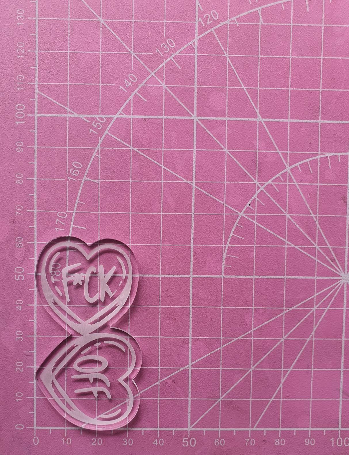 2.5 inch F Off Hearts Silicone Mould