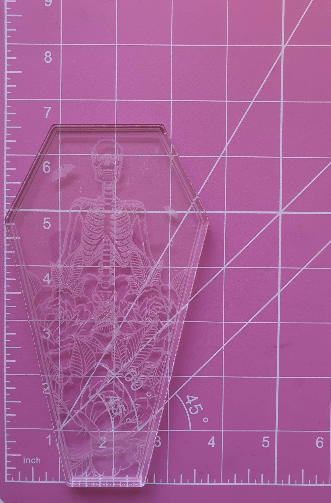 6.5 inch Floral Skeleton Coffin Silicone Mould