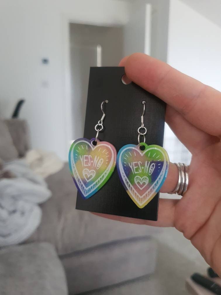 Rainbow Ouija Planchette Resin Earrings