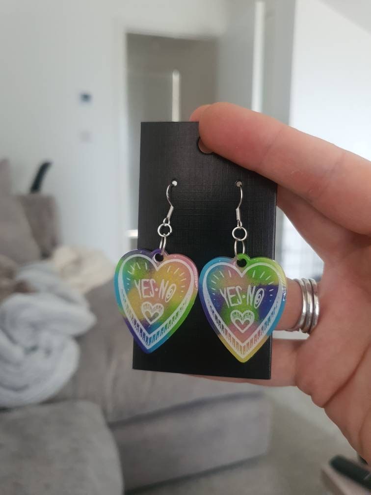 Rainbow Ouija Planchette Resin Earrings