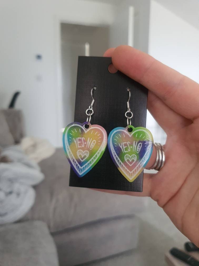 Rainbow Ouija Planchette Resin Earrings
