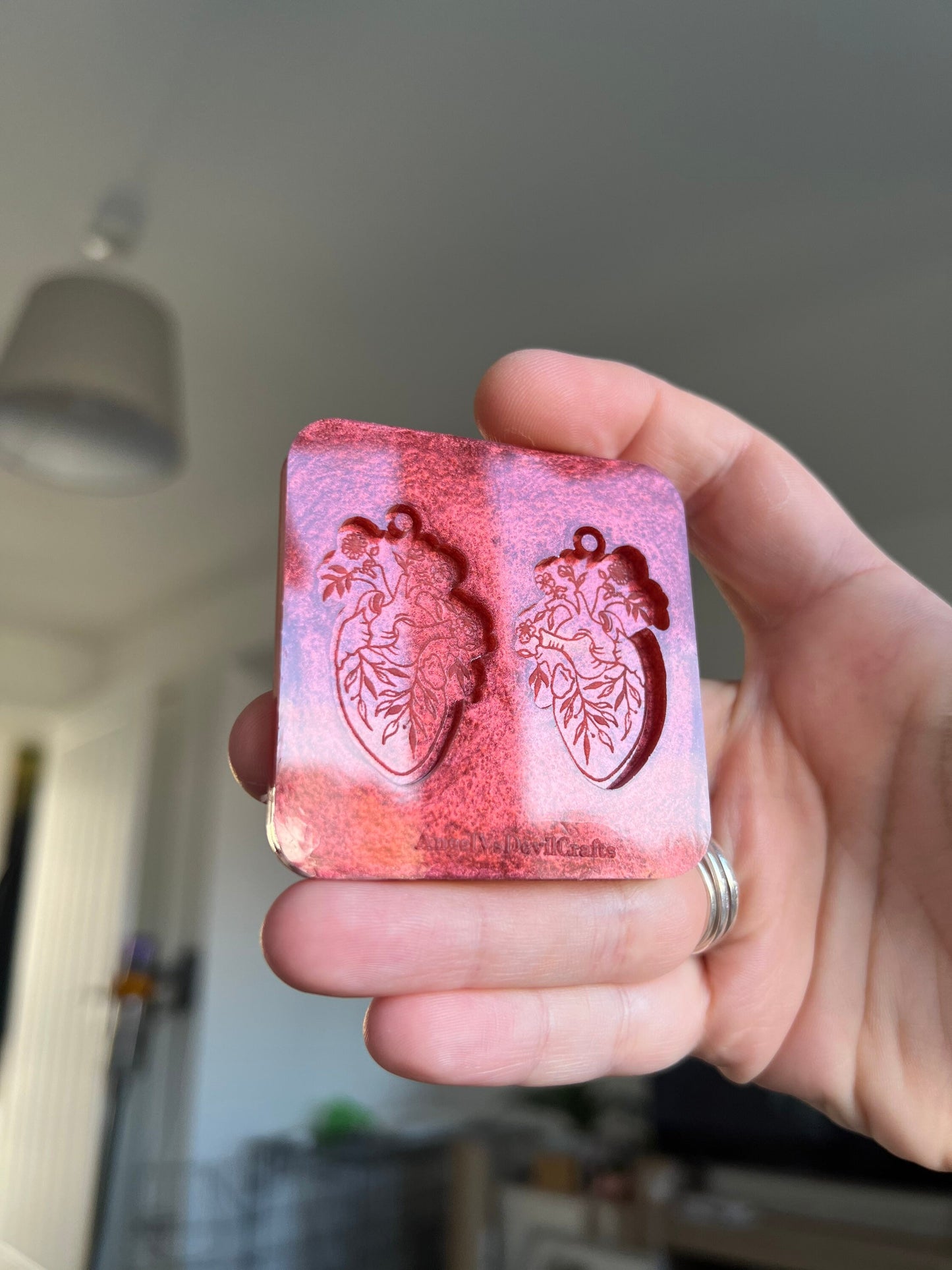 1.5 inch Floral Anatomical Hearts Silicone Mould