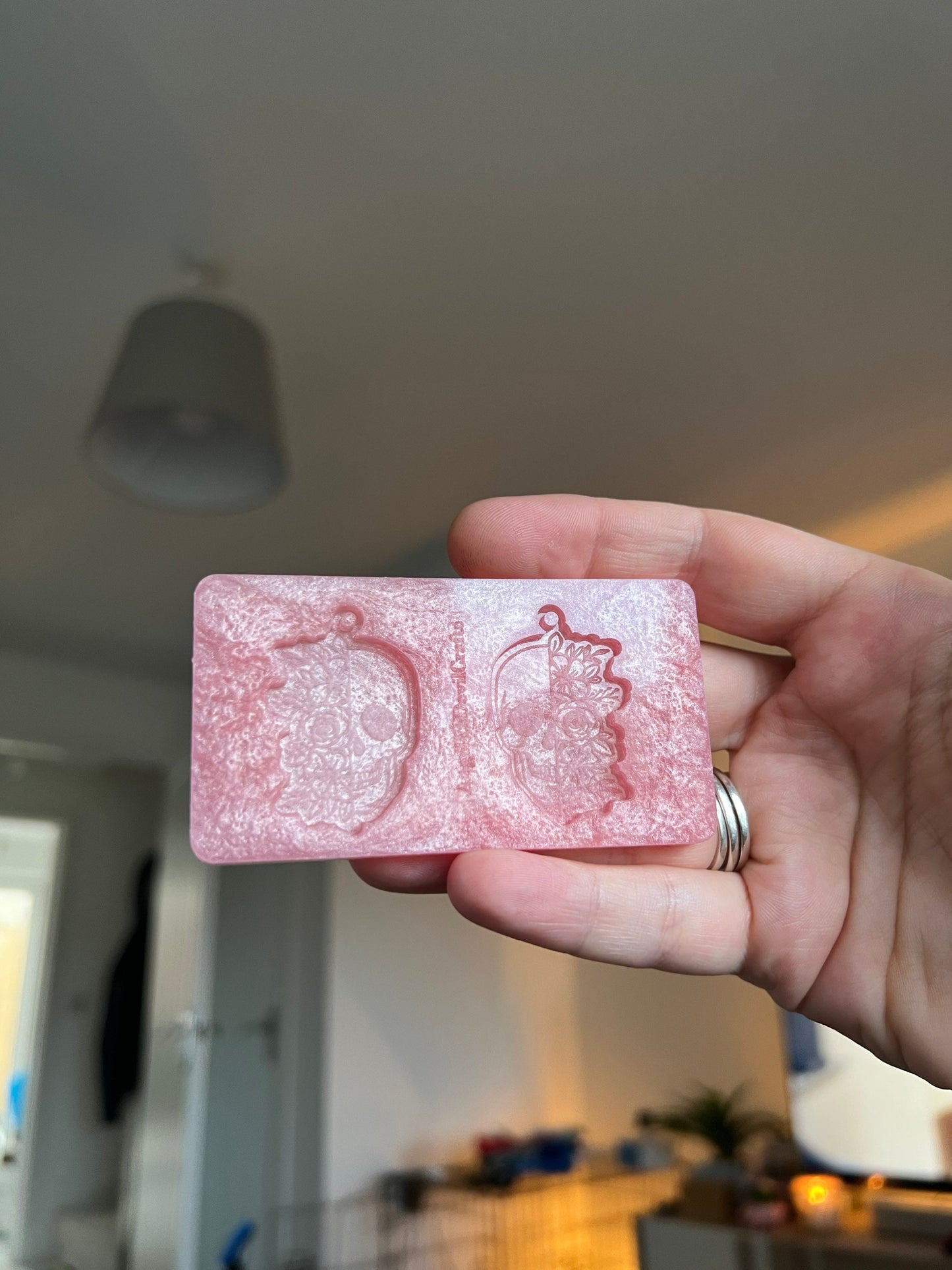 1.5 inch Half Floral Skulls Silicone Mould