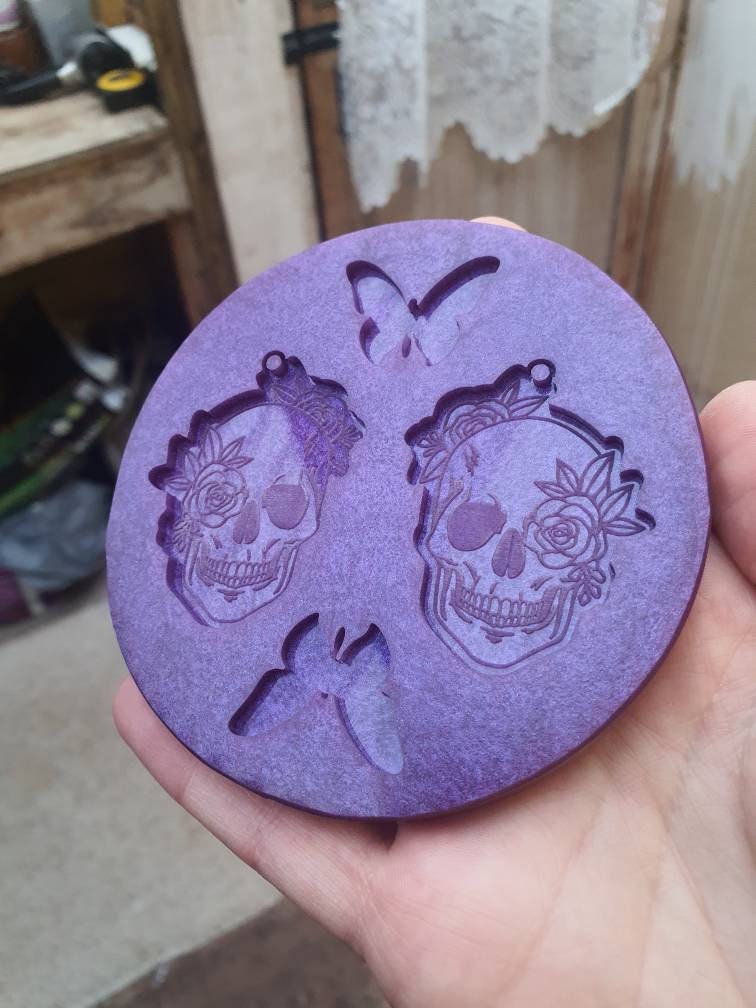 2 inch Rose Skull Earrings Silicone Mould