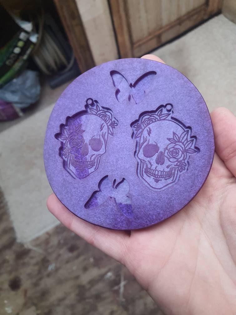 2 inch Rose Skull Earrings Silicone Mould