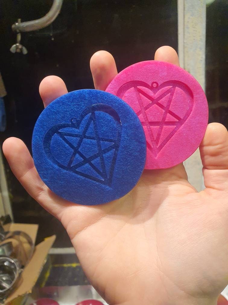 2 Pentagram Heart Earrings Silicone Moulds