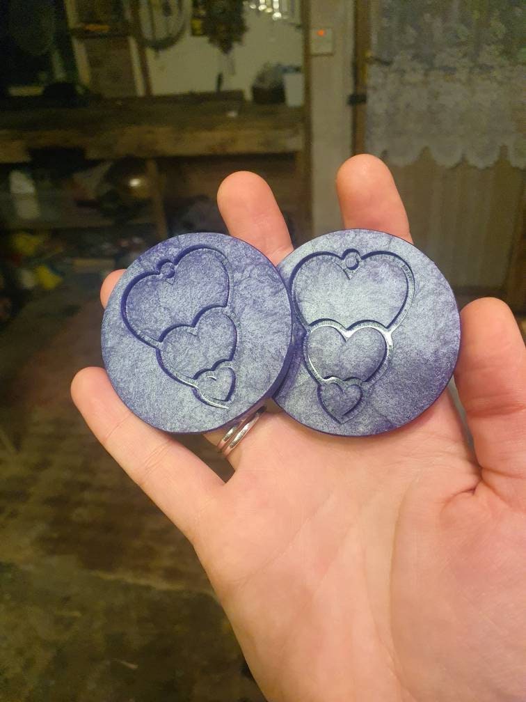 2 inch Stacked Hearts Earrings Silicone Moulds