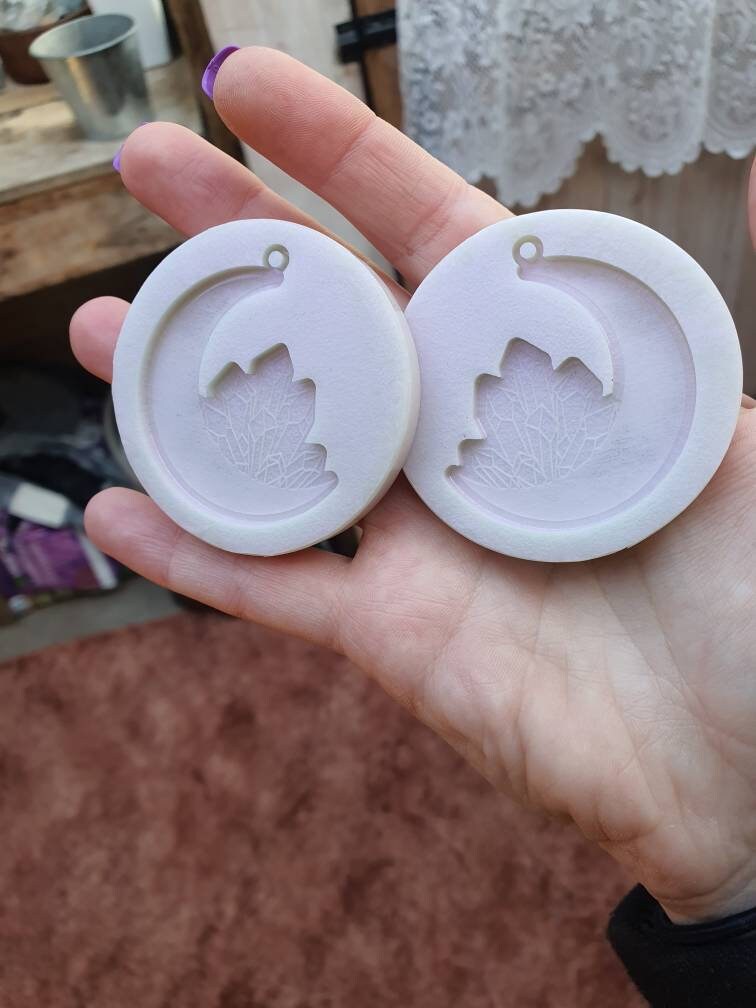 2 inch Crystal Moon Earrings Silicone Moulds