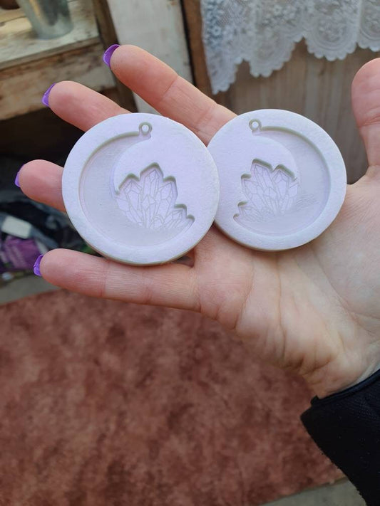 2 inch Crystal Moon Earrings Silicone Moulds