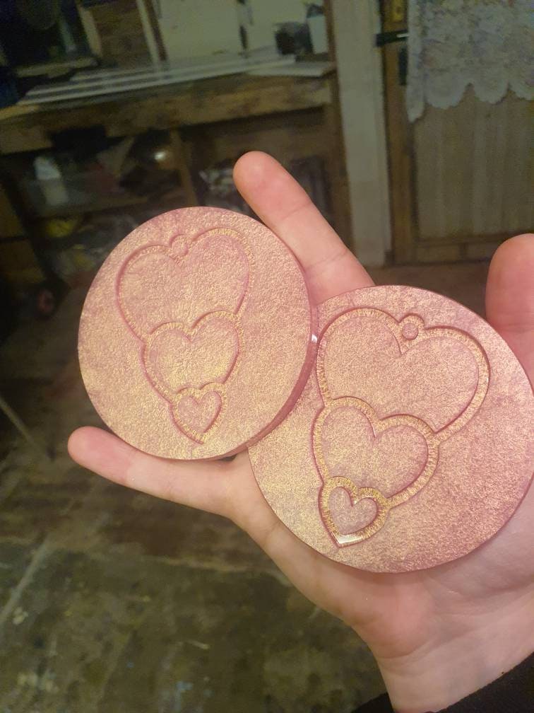 3 inch Stacked Heart Earrings Silicone Moulds