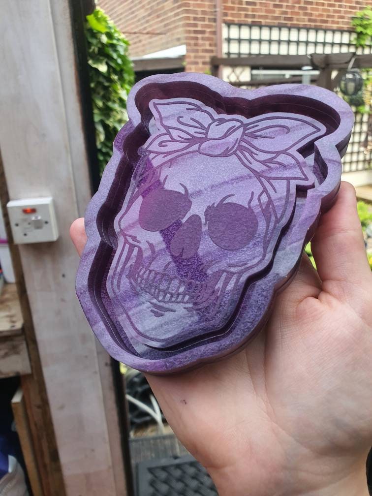 5 inch Bandana Skull Tray Silicone Mould