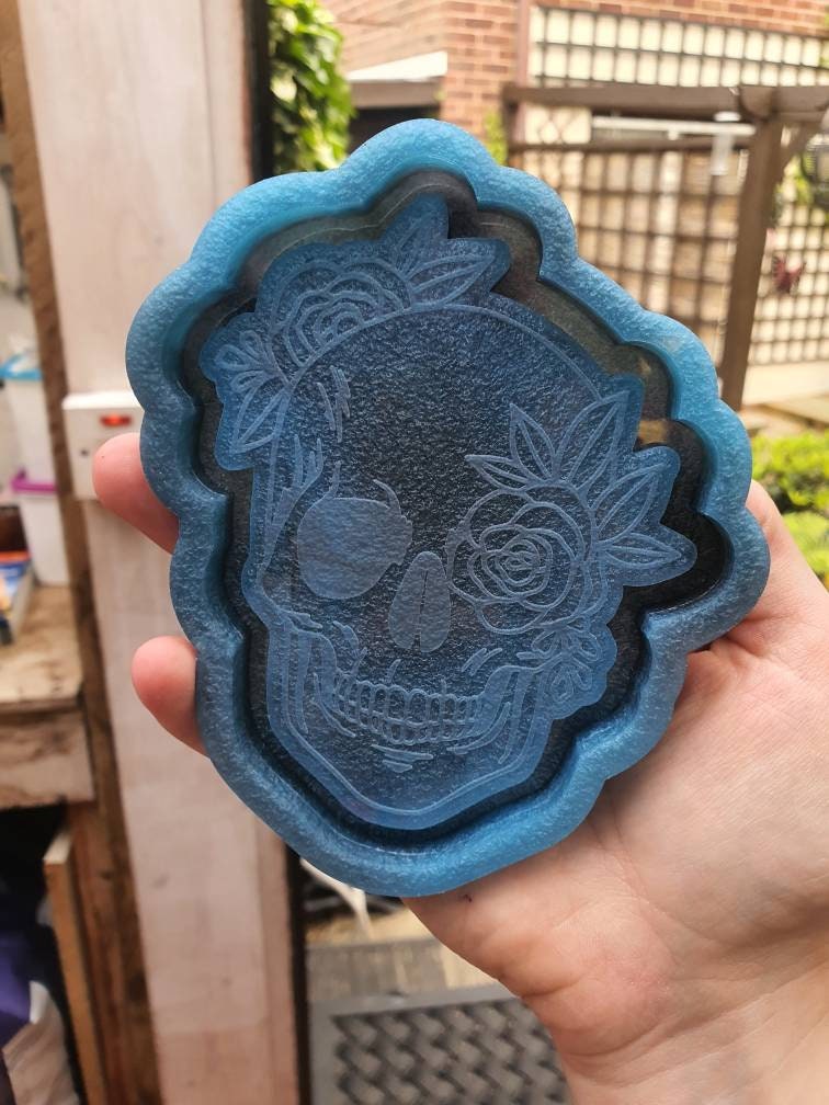 5 inch Rose Skull Tray Silicone Mould