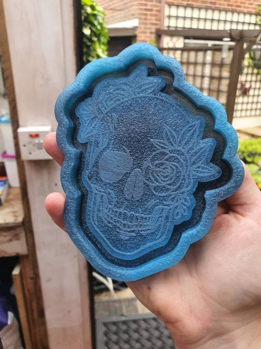 5 inch Rose Skull Tray Silicone Mould
