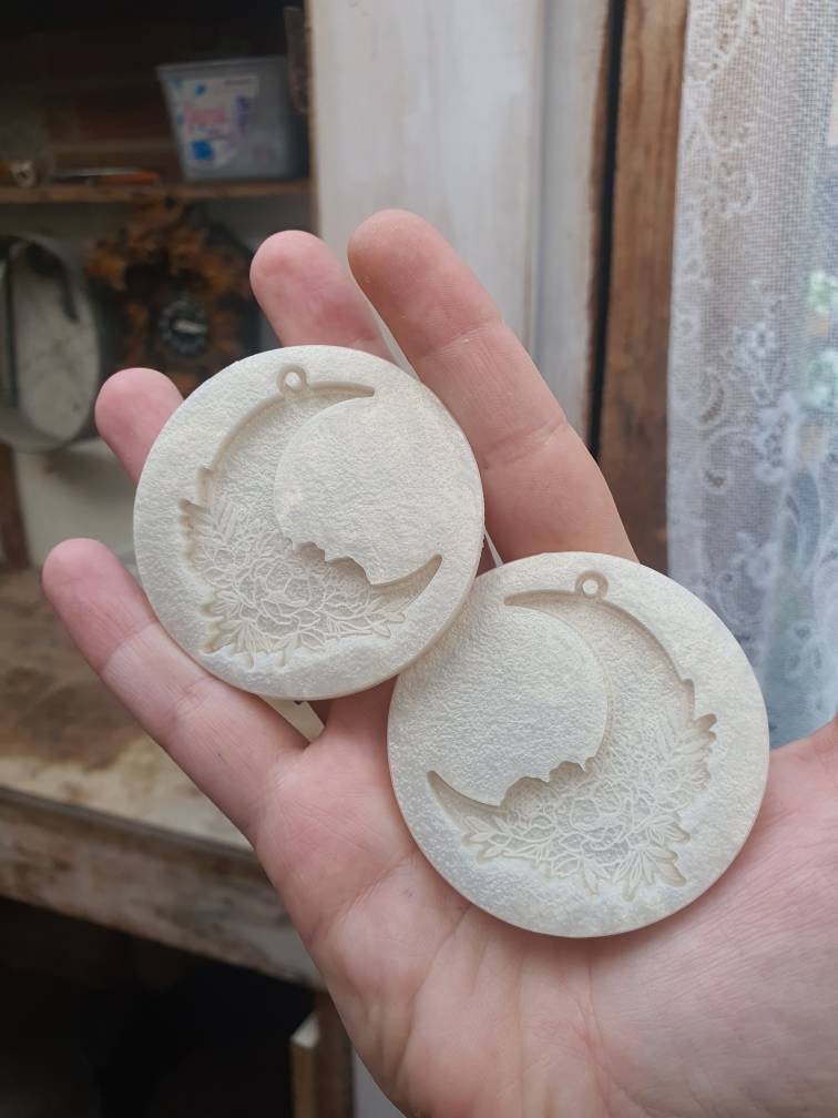 2 inch Floral Moon Earrings Silicone Moulds