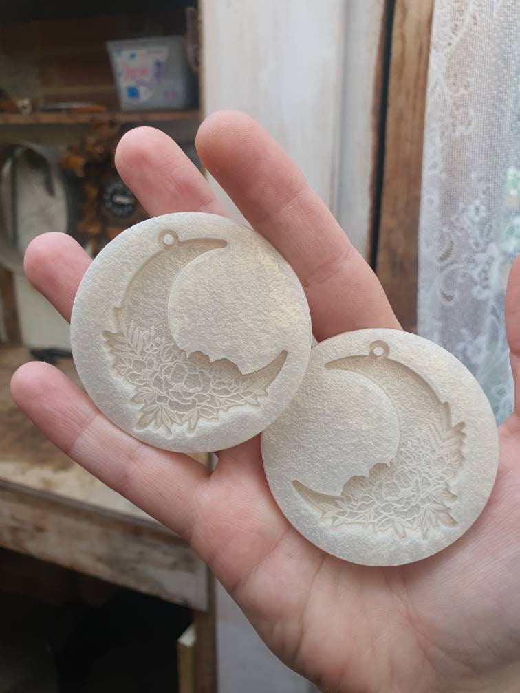 2 inch Floral Moon Earrings Silicone Moulds