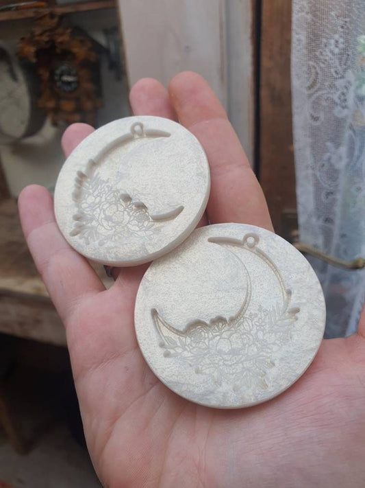 2 inch Floral Moon Earrings Silicone Moulds