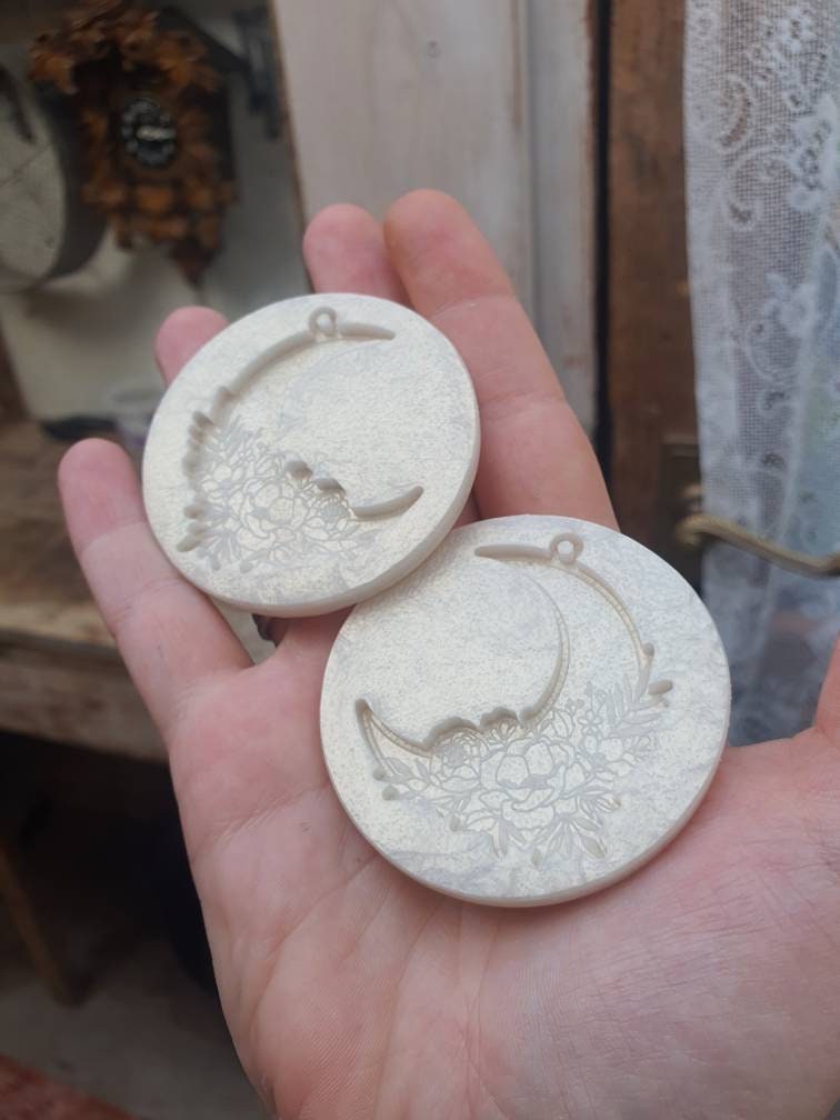 2 inch Floral Moon Earrings Silicone Moulds
