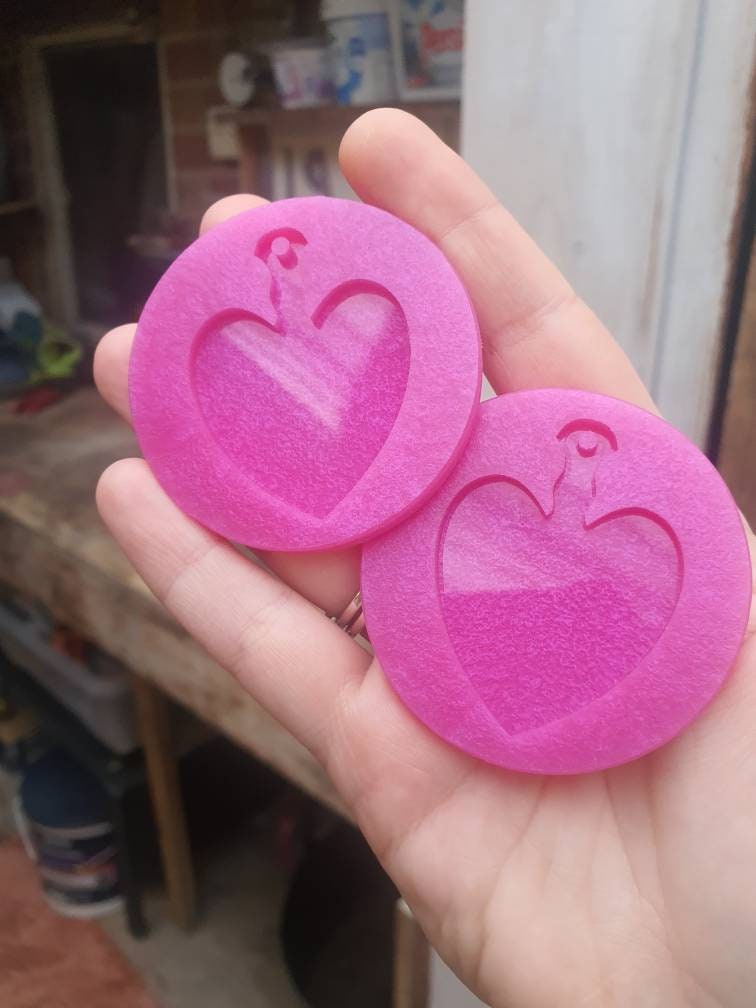 2 Plain Heart Spank Paddles Silicone Moulds