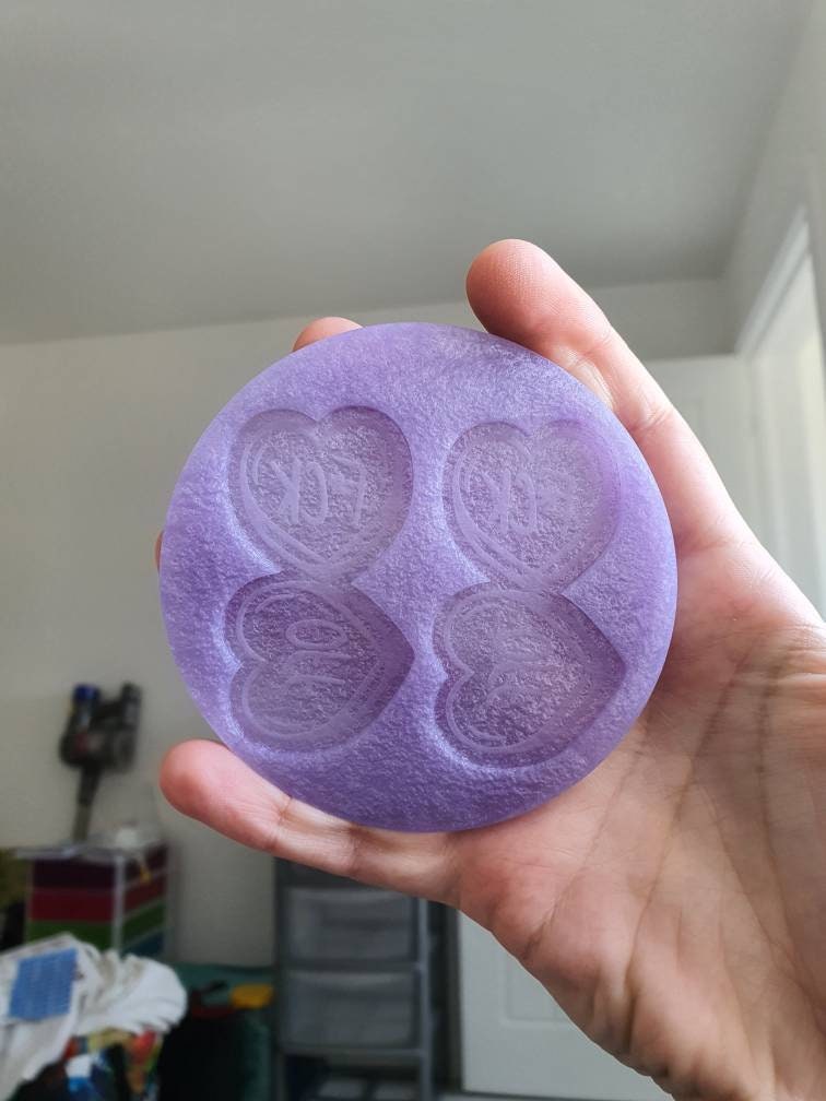 2.5 inch F Off Hearts Silicone Mould