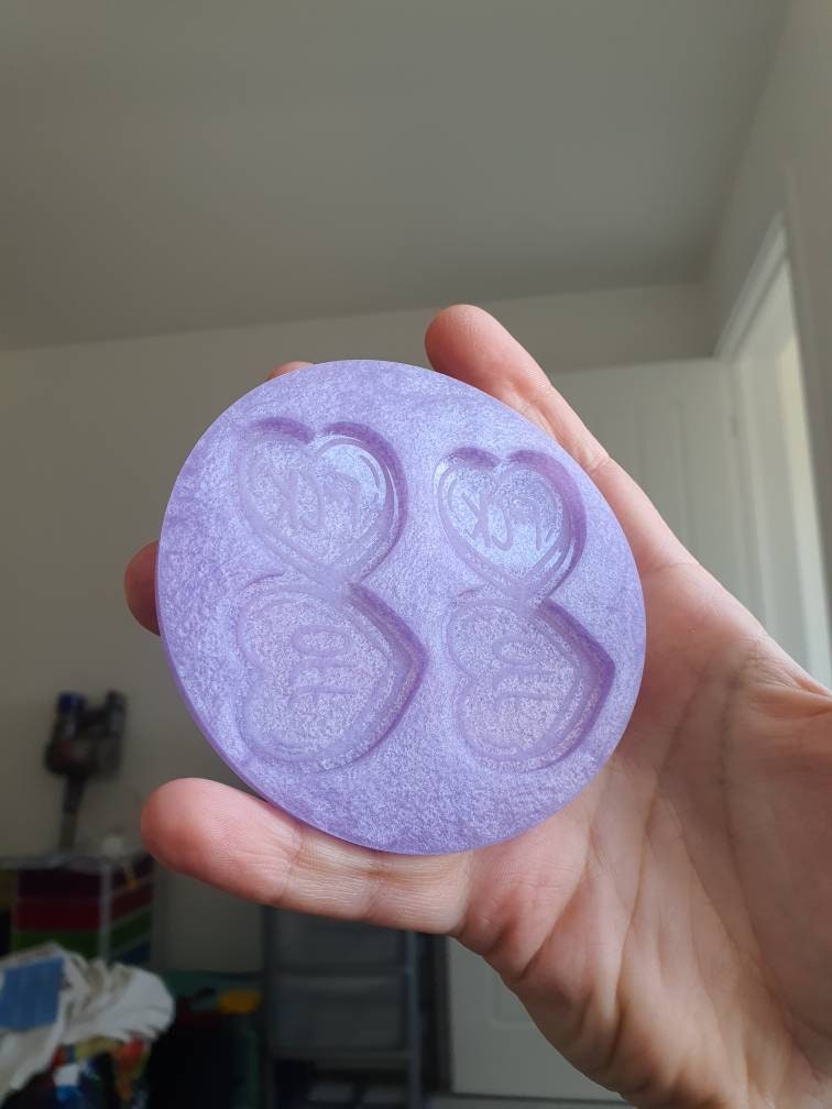 2.5 inch F Off Hearts Silicone Mould