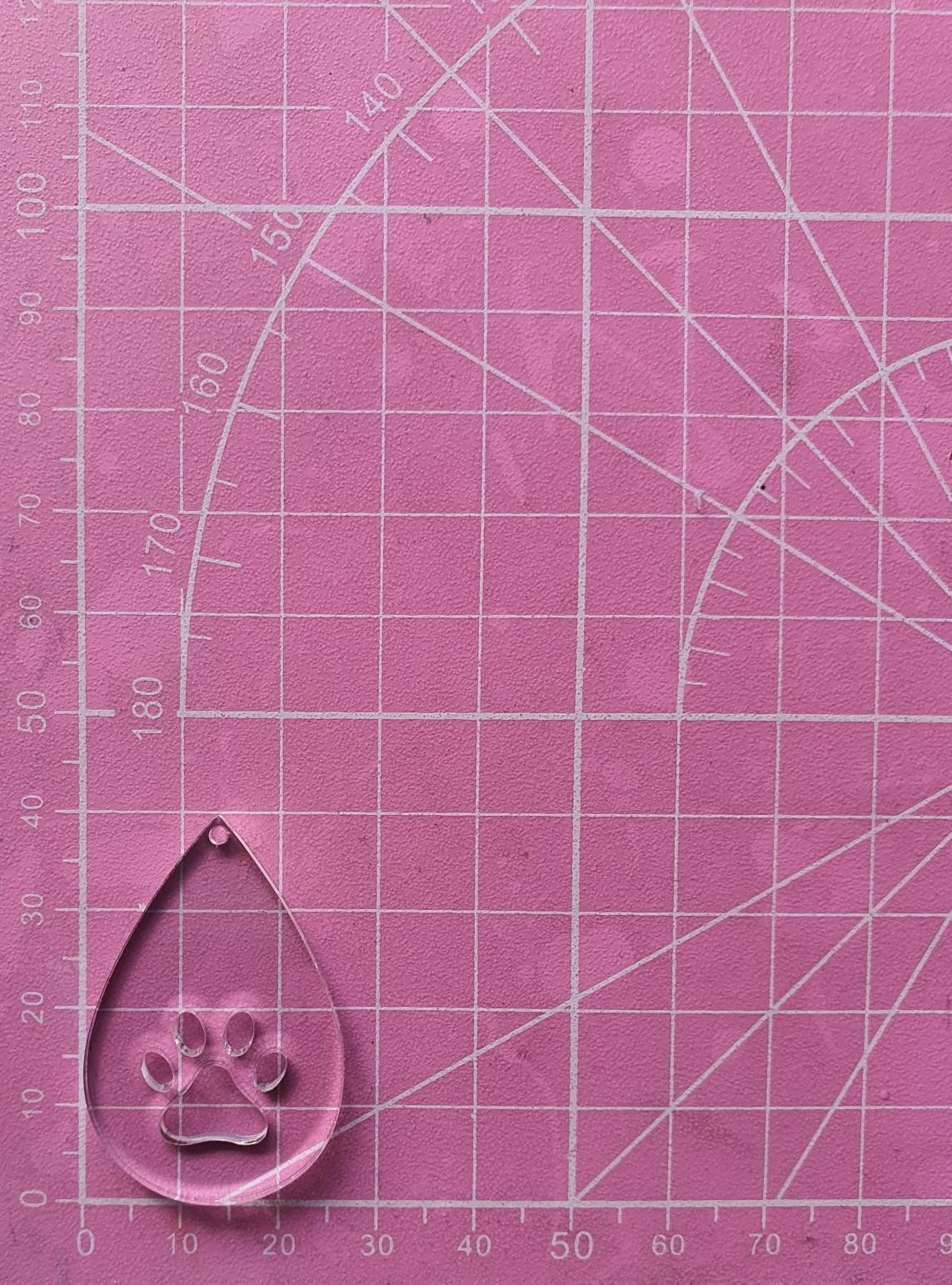 1.5 inch Dog Paw Teardrop Earrings Silicone Mould