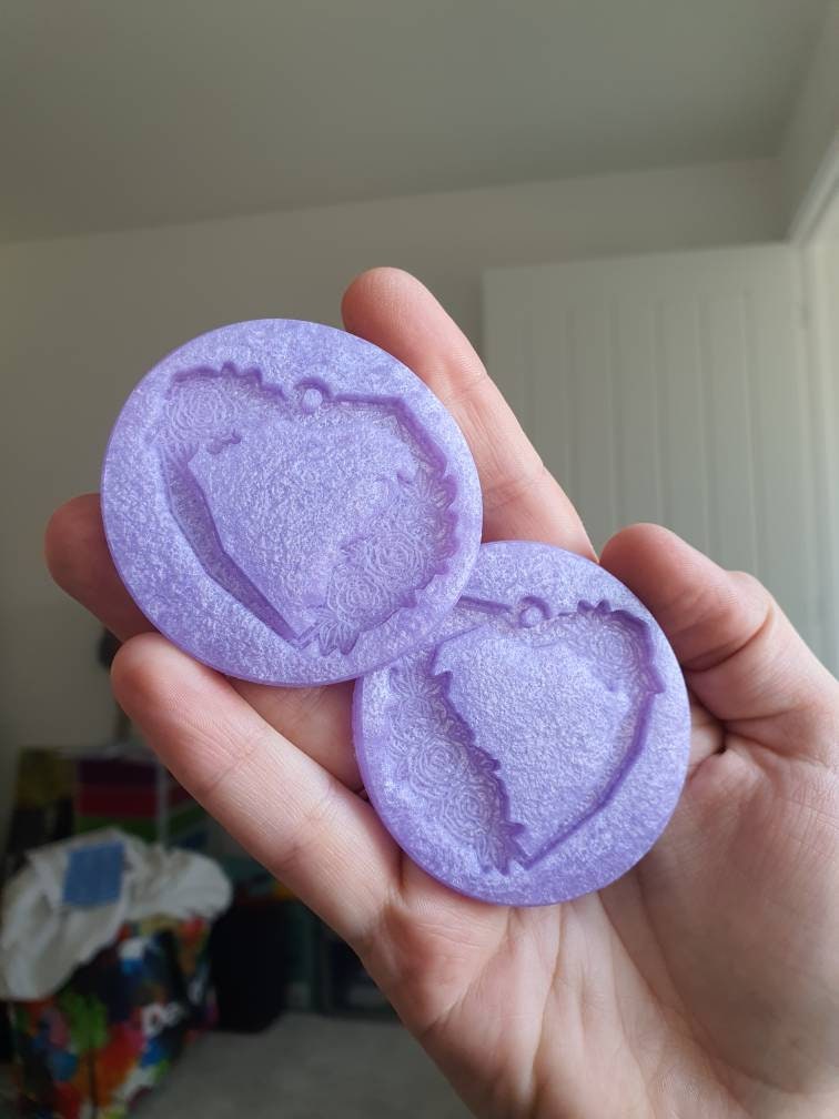 2 inch Geometric Floral Heart Silicone Moulds