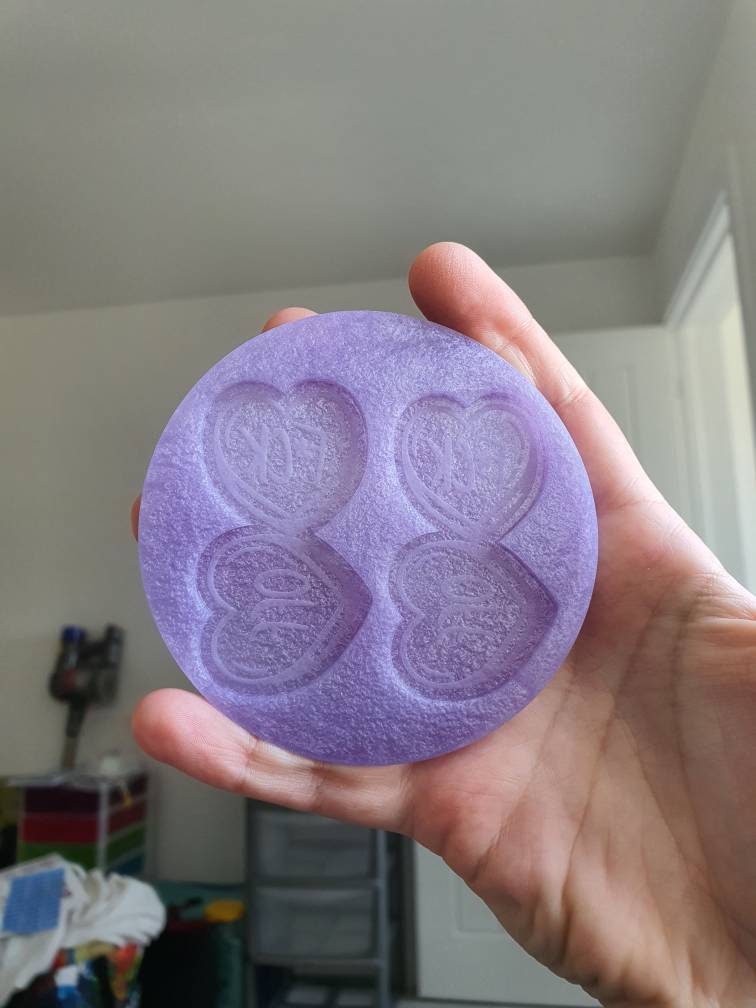 2.5 inch F Off Hearts Silicone Mould