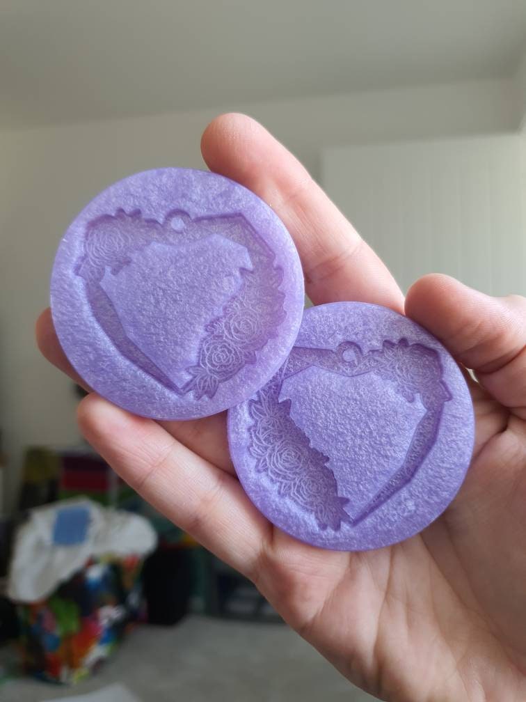 2 inch Geometric Floral Heart Silicone Moulds