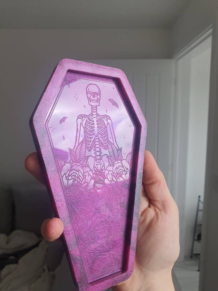 6.5 inch Floral Skeleton Coffin Silicone Mould