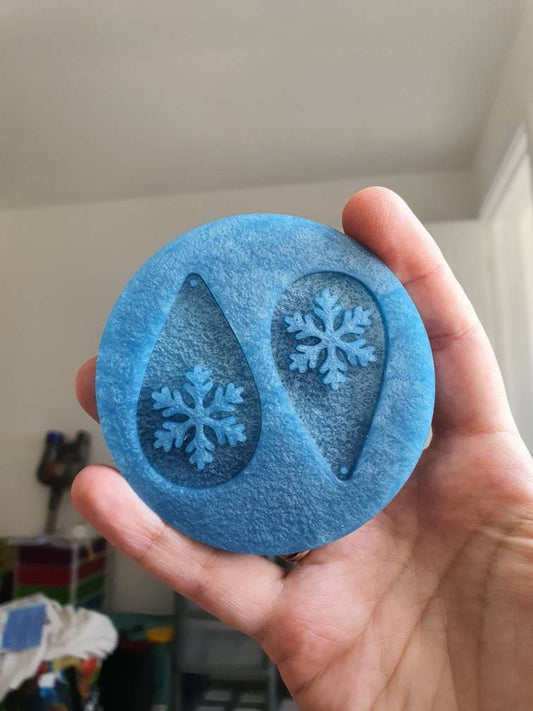 2 inch Christmas Snowflake Teardrop Earrings Silicone Mould