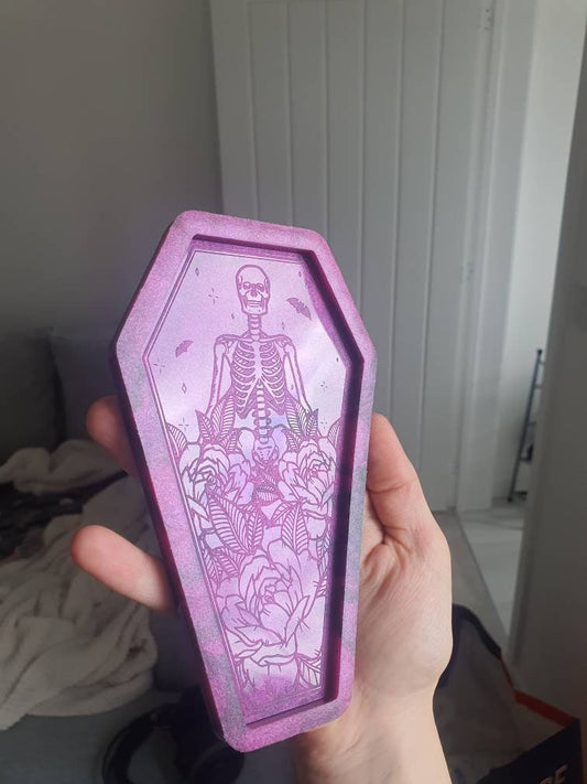6.5 inch Floral Skeleton Coffin Silicone Mould