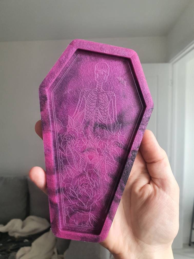 6.5 inch Floral Skeleton Coffin Silicone Mould