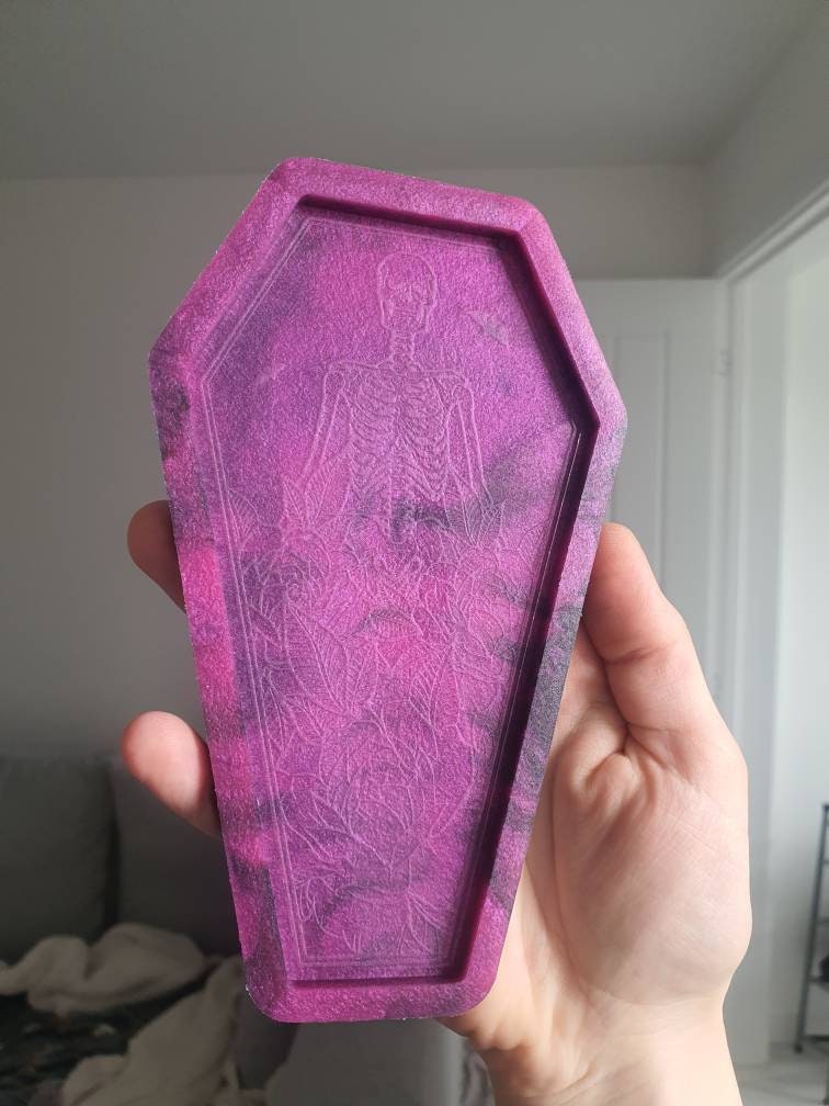 6.5 inch Floral Skeleton Coffin Silicone Mould