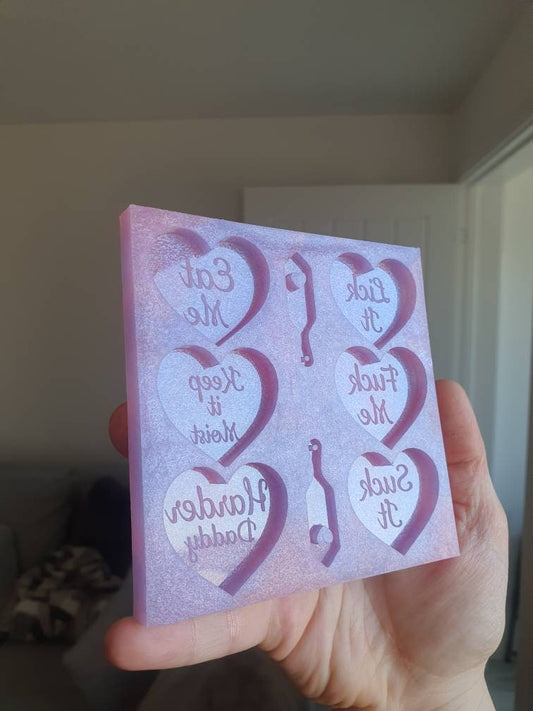 1.6 inch Rude Love Hearts Silicone Mould Set 2