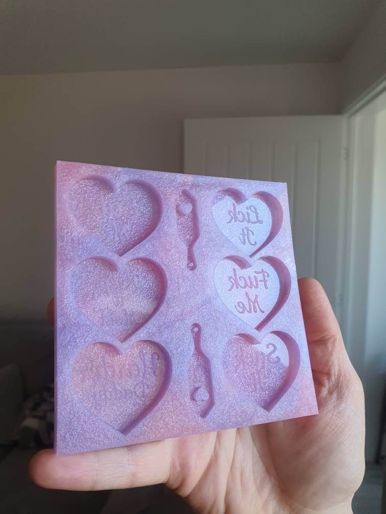 1.6 inch Rude Love Hearts Silicone Mould Set 2