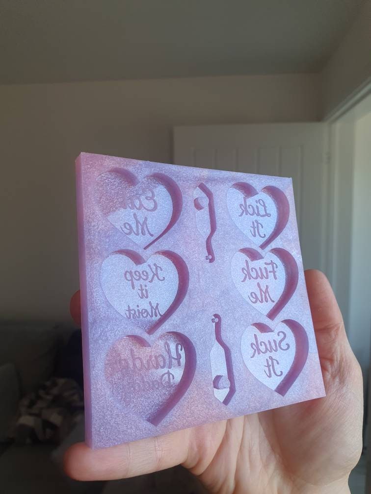 1.6 inch Rude Love Hearts Silicone Mould Set 2