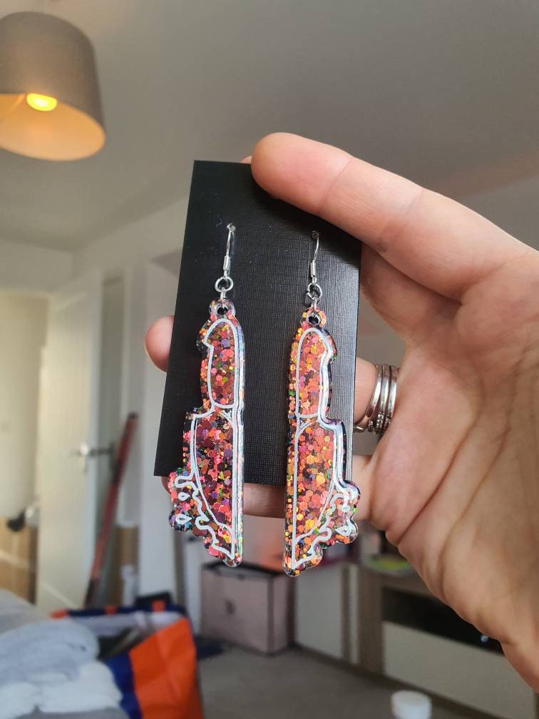 Colour Shift Orange Dripping Knife Resin Earrings