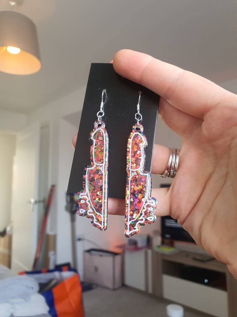 Colour Shift Orange Dripping Knife Resin Earrings