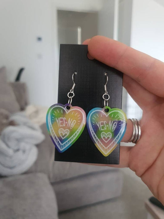 Rainbow Ouija Planchette Resin Earrings