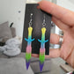 Rainbow Dagger Resin Earrings