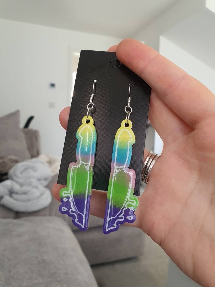 Rainbow Dripping Knife Resin Earrings