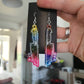 Alcohol Ink Multicoloured Dripping Knife Resin Earrings