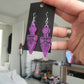 UV Active Glow Purple Bow Kunai Resin Earrings