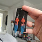UV Active Glow Pink & Blue Throwing Knife Resin Earrings