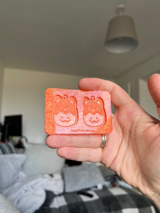 1.5 inch Kitty Pumpkin Squishies Silicone Mould