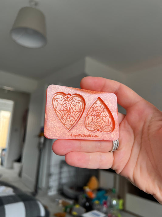 1.5 inch Spider Web Heart Silicone Moulds