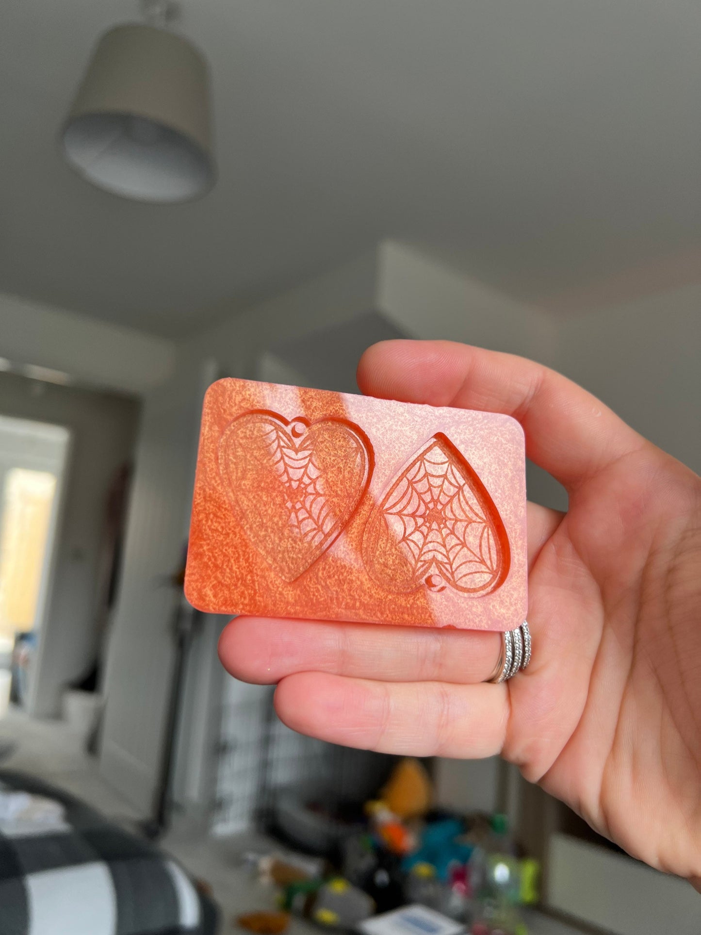 1.5 inch Spider Web Heart Silicone Moulds