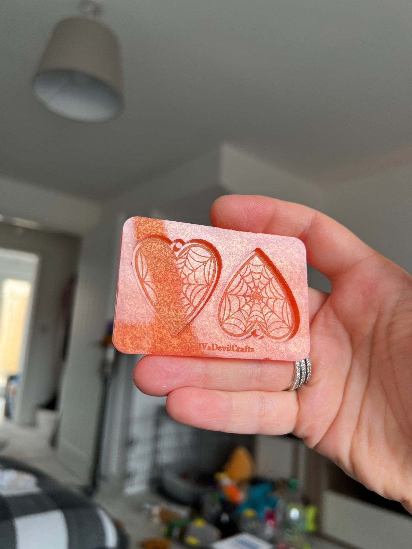 1.5 inch Spider Web Heart Silicone Moulds