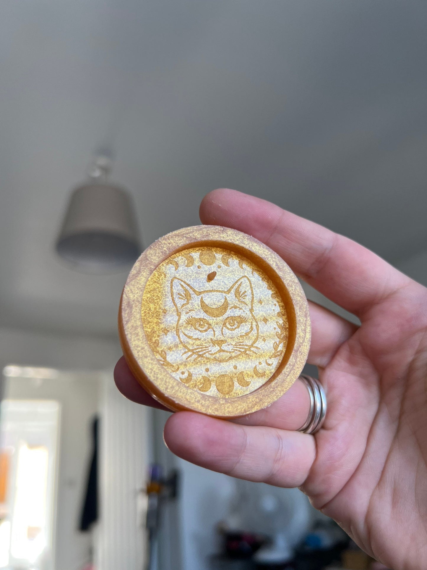 2 inch Cat Moonphase Incense Holder Silicone Mould