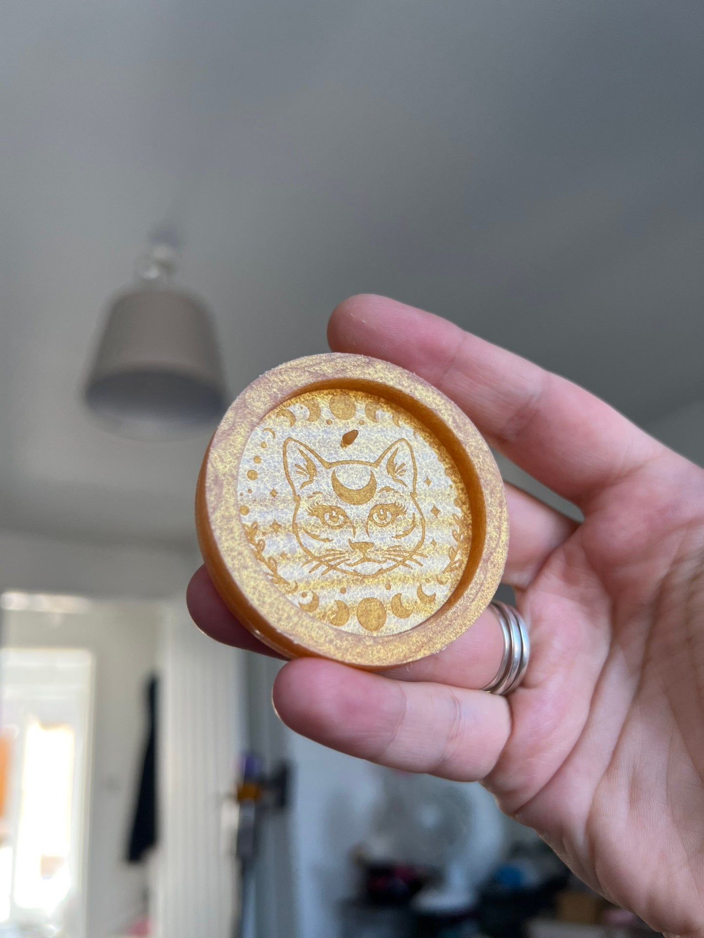 2 inch Cat Moonphase Incense Holder Silicone Mould